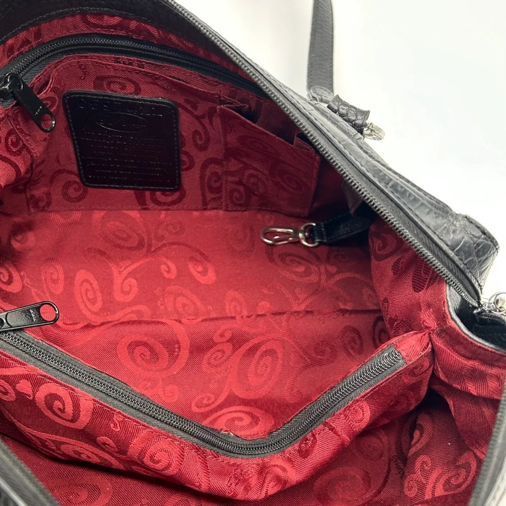 Brighton‎ Satchel Shoulder Bag Handbag Black Pebbled Leather EUC